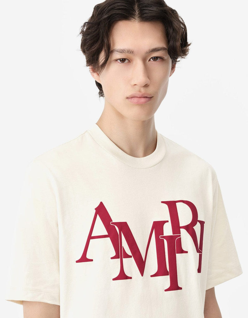 Amiri Amiri Birch White Staggered Logo T-Shirt