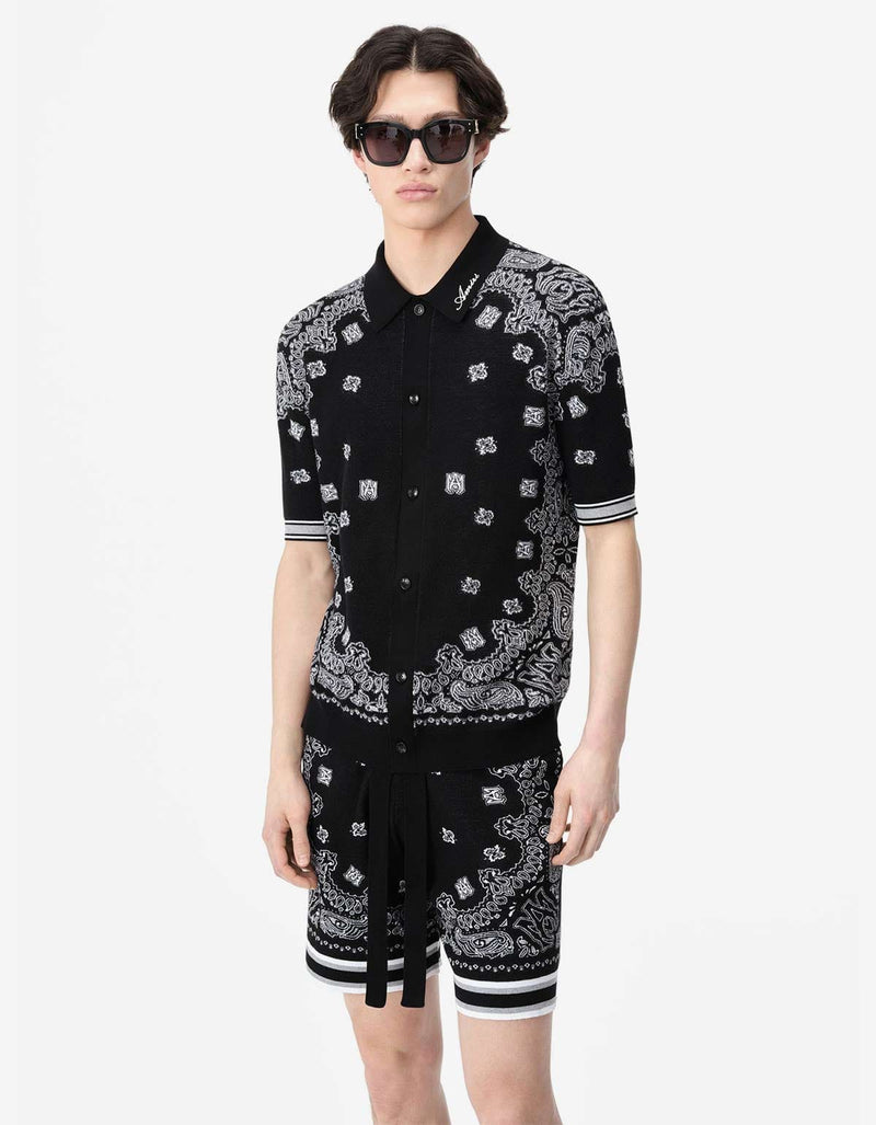 Amiri Amiri Black Bandana Polo T-Shirt