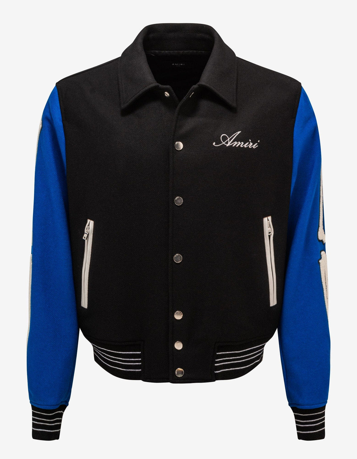 Amiri Amiri Black & Blue Bones Varsity Jacket
