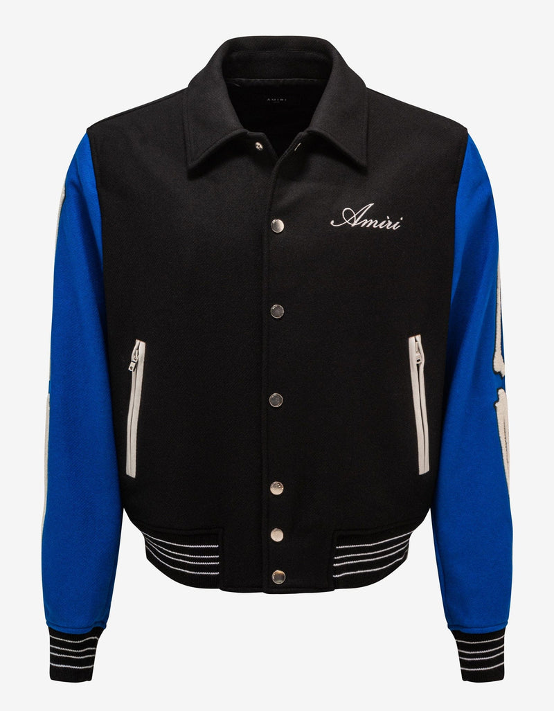 Amiri Amiri Black & Blue Bones Varsity Jacket