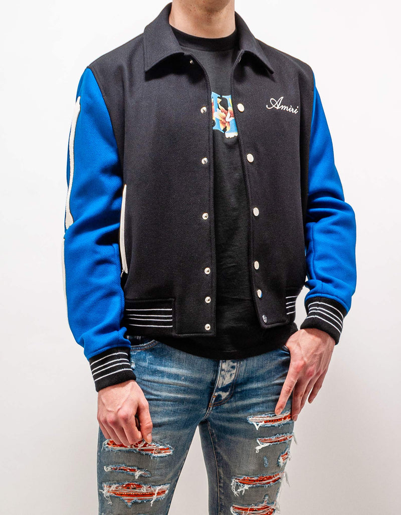 Amiri Amiri Black & Blue Bones Varsity Jacket