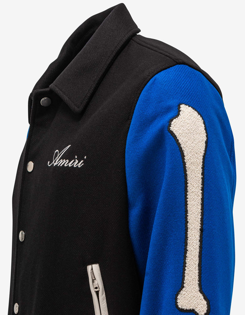 Amiri Amiri Black & Blue Bones Varsity Jacket