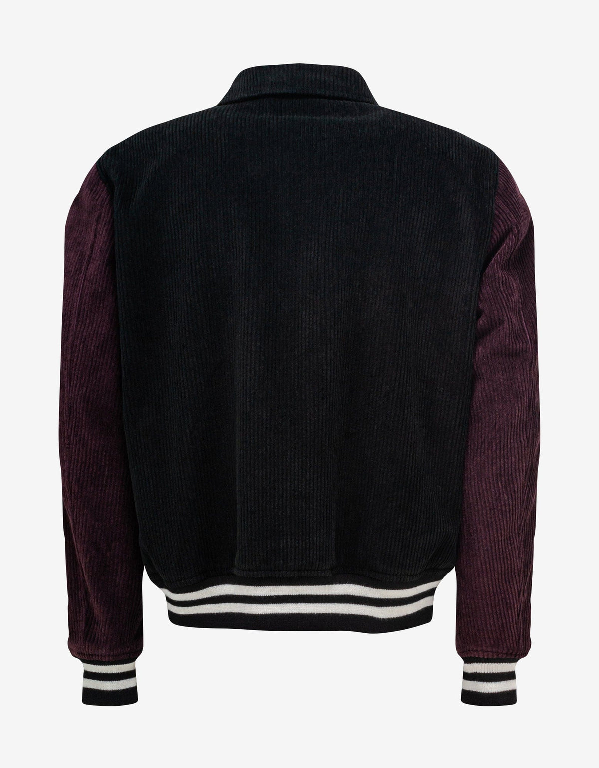 Amiri Amiri Black & Burgundy Corduroy Bones Varsity Jacket