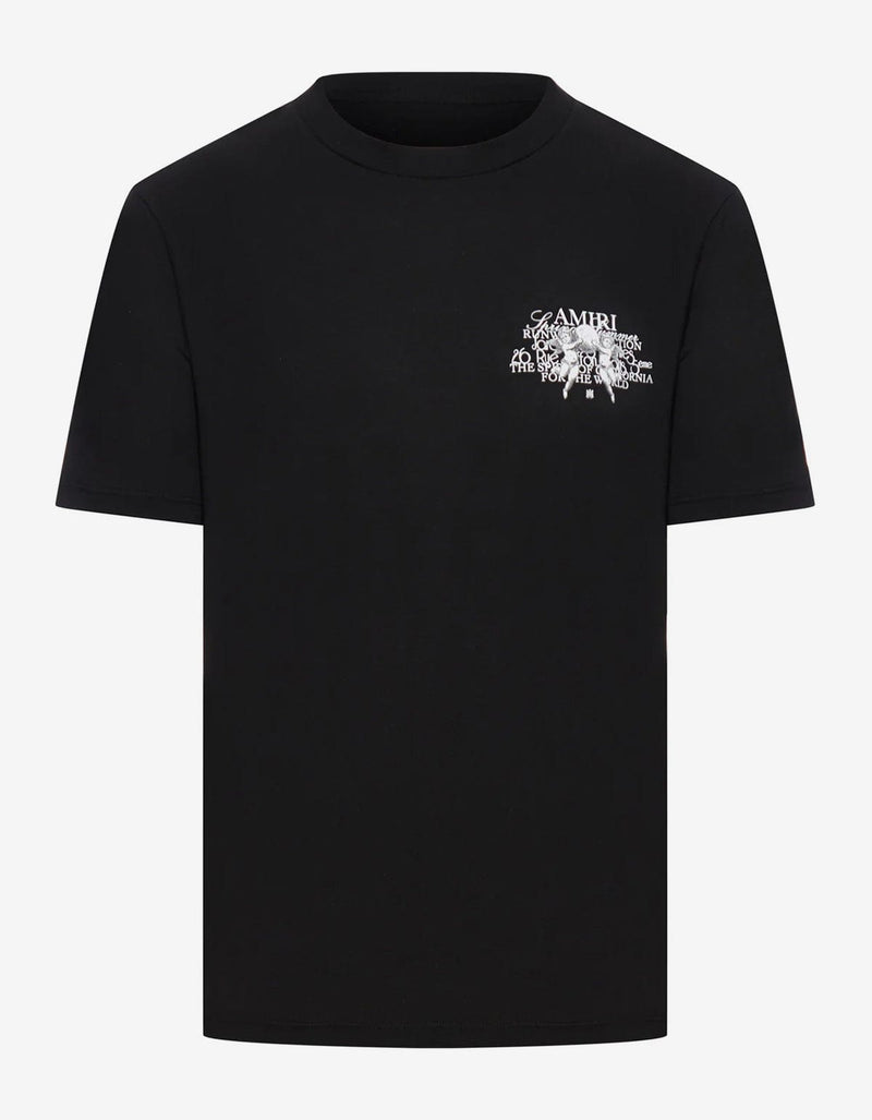 Amiri Black Cherub Text Logo T-Shirt