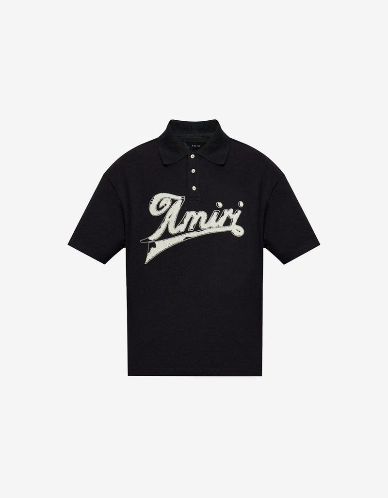 Amiri Black Distressed Polo T-Shirt