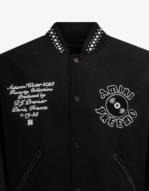 Amiri x DJ Premier Black Varsity Jacket | Wool Melton & Leather Amiri x DJ Premier Black Varsity Jacket | Wool Melton & Leather