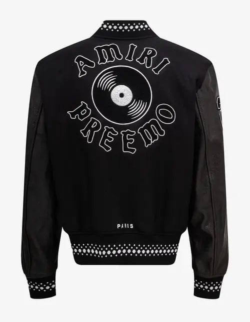 Amiri x DJ Premier Black Varsity Jacket | Wool Melton & Leather Amiri x DJ Premier Black Varsity Jacket | Wool Melton & Leather
