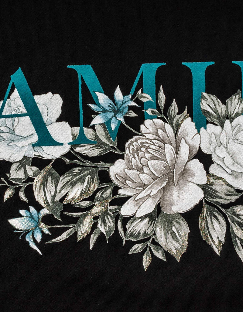 Amiri Black Floral Amiri Logo T-Shirt
