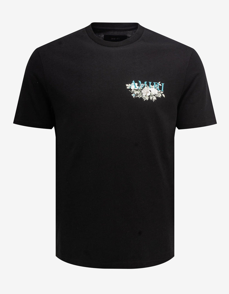 Amiri Black Floral Amiri Logo T-Shirt