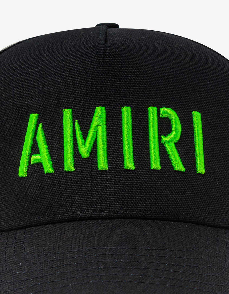Amiri Black & Lime Arts Stencil Trucker Hat