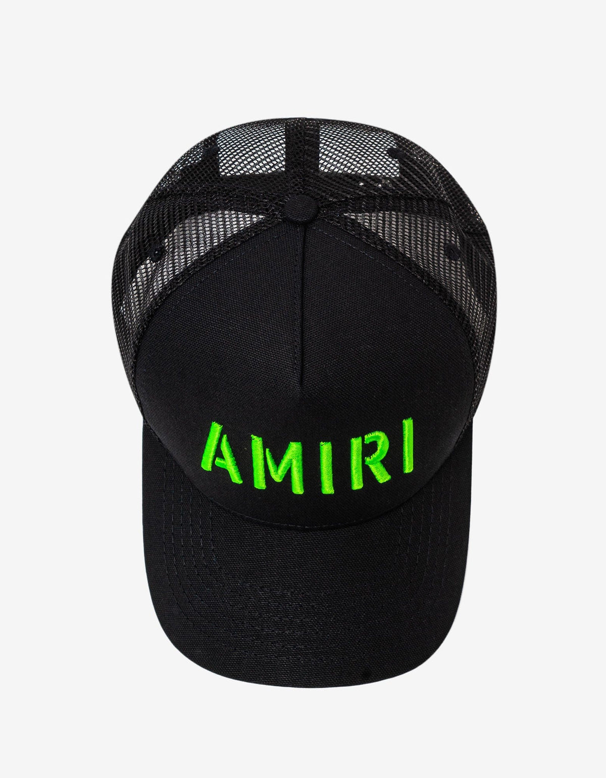 Amiri Black & Lime Arts Stencil Trucker Hat