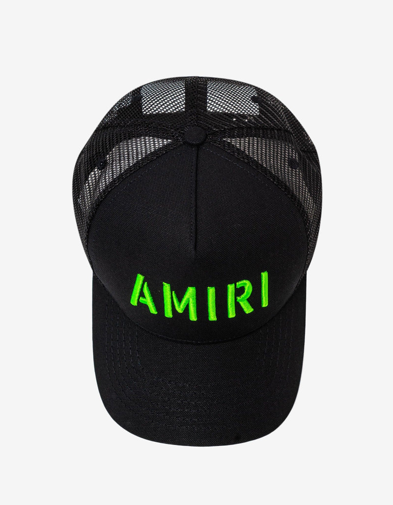 Amiri Black & Lime Arts Stencil Trucker Hat