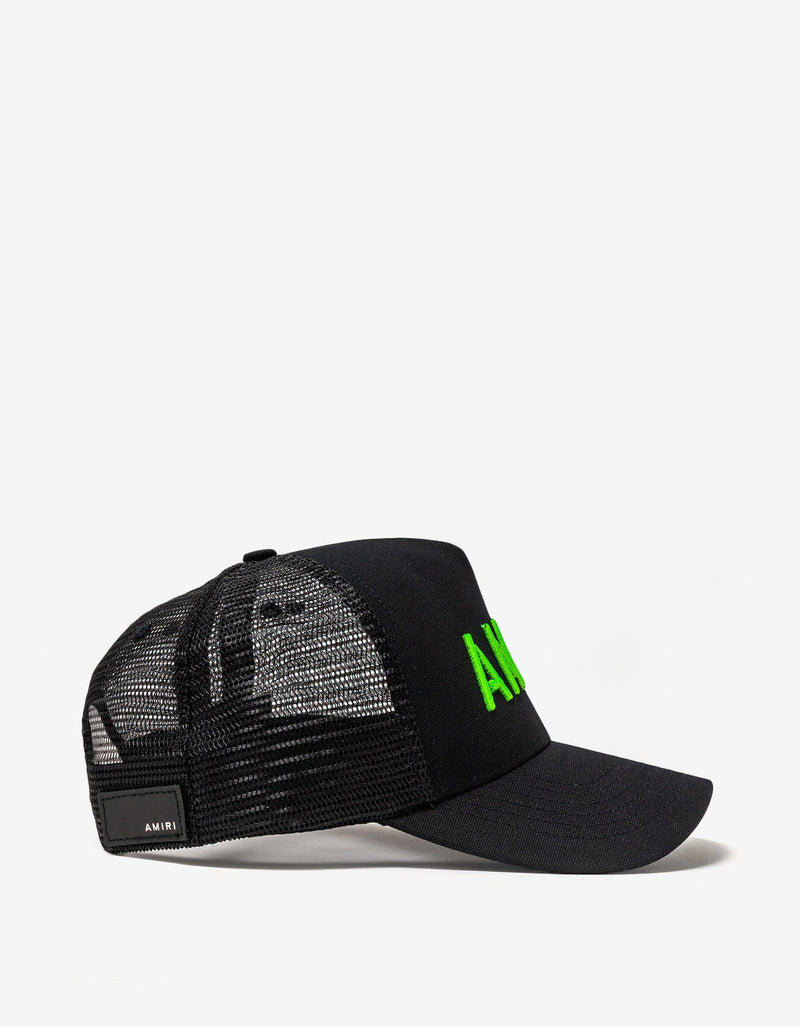 Amiri Black & Lime Arts Stencil Trucker Hat