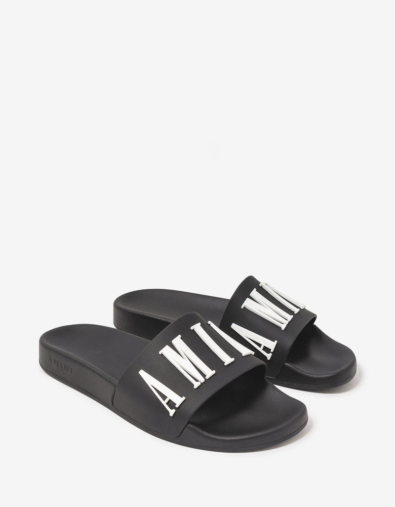 Amiri Black Logo Pool Slide Sandals