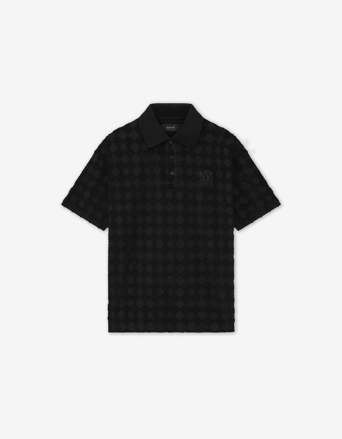 Amiri Black MA Quad Towelling Polo Shirt | Italian Jacquard | SS25