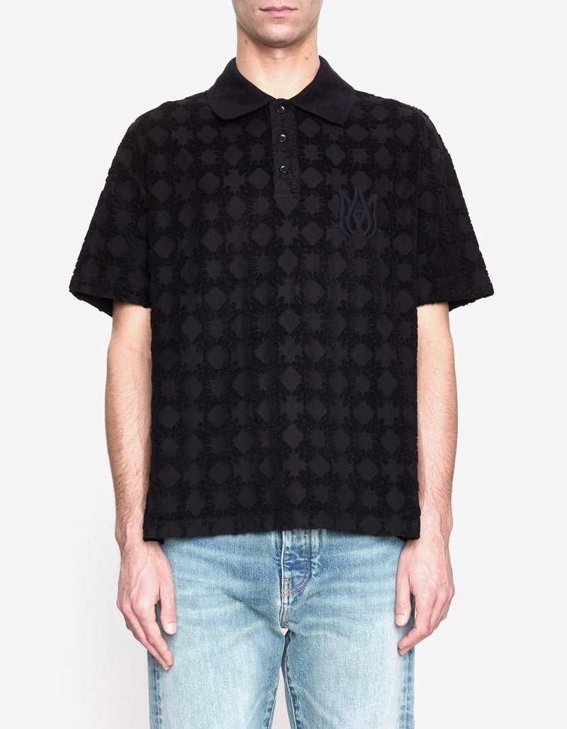 Amiri Black MA Quad Towelling Polo Shirt