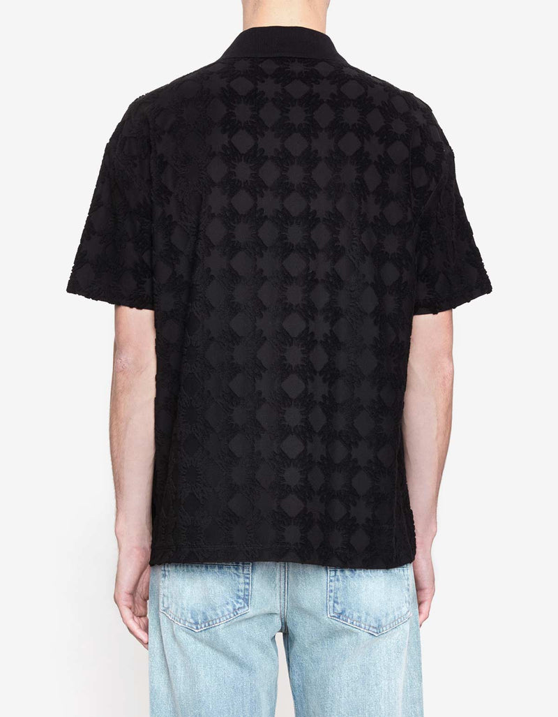 Amiri Black MA Quad Towelling Polo Shirt