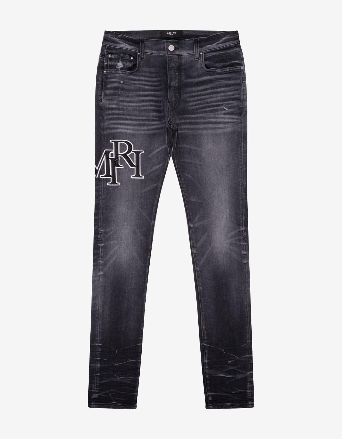 Amiri Black Staggered Logo Jeans