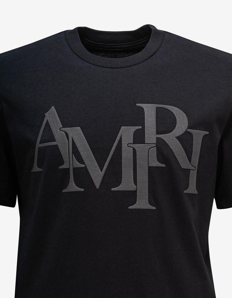 Amiri Black Staggered Logo T-Shirt