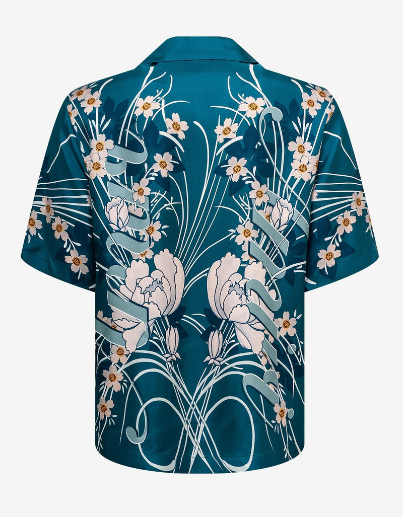 Amiri Blue Floral Bowling Shirt