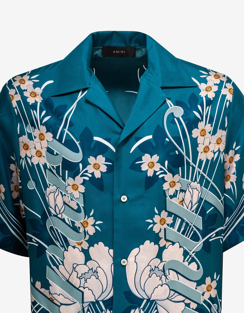 Amiri Blue Floral Bowling Shirt