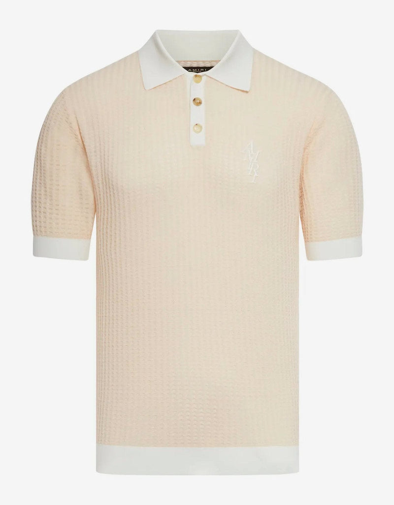 Amiri Cream Waffle Stitch Polo T-Shirt