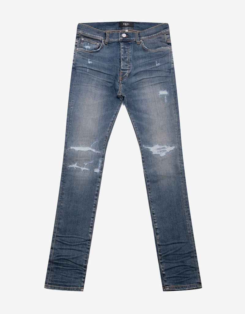 Amiri Fractured Blue Skinny Jeans