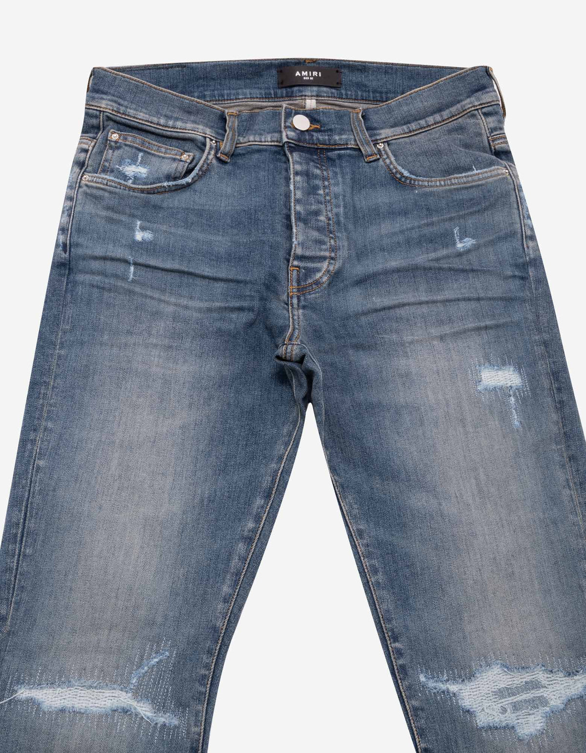 Amiri Fractured Blue Skinny Jeans