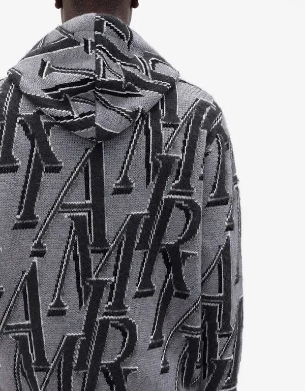 Amiri Grey Repeat Logo Hoodie