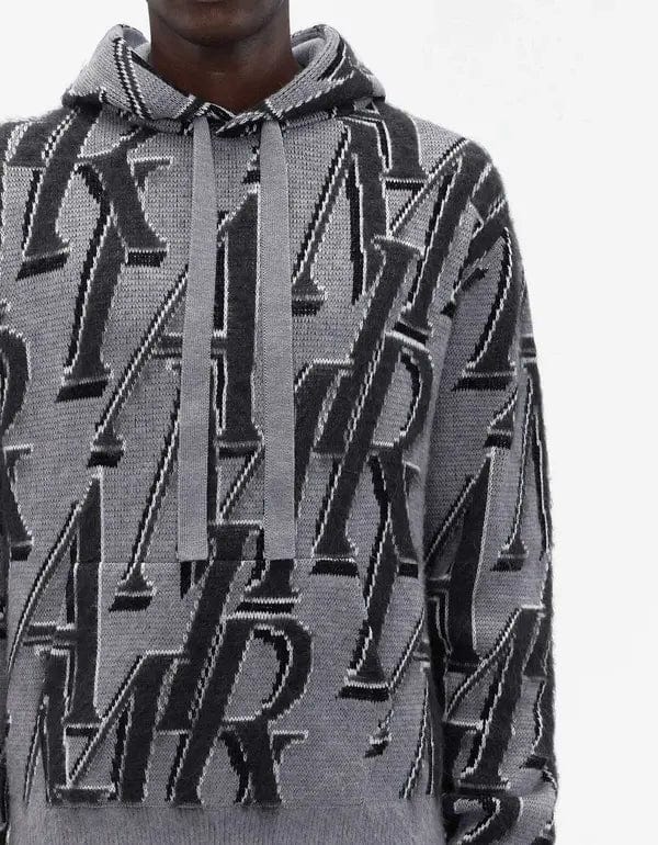 Amiri Grey Repeat Logo Hoodie