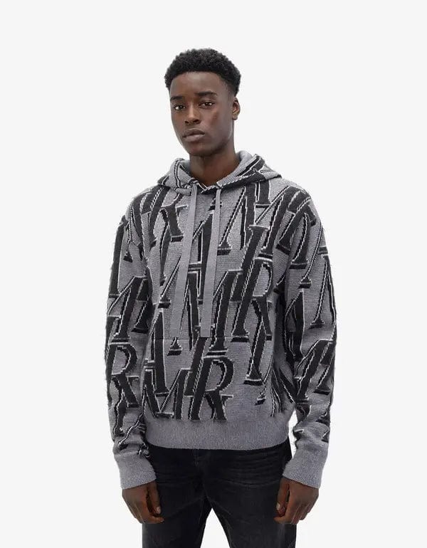 Amiri Grey Repeat Logo Hoodie Zoo Fashions