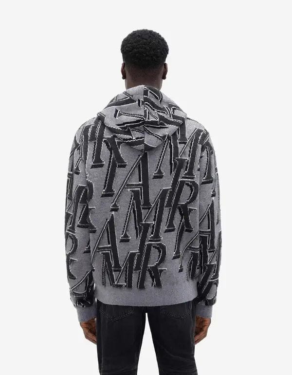 Amiri Grey Repeat Logo Hoodie