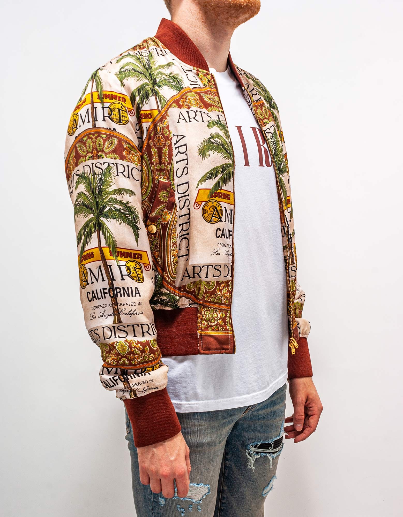 Amiri Rum Label Bomber Jacket | 100% Silk | SS22 | Made in Italy