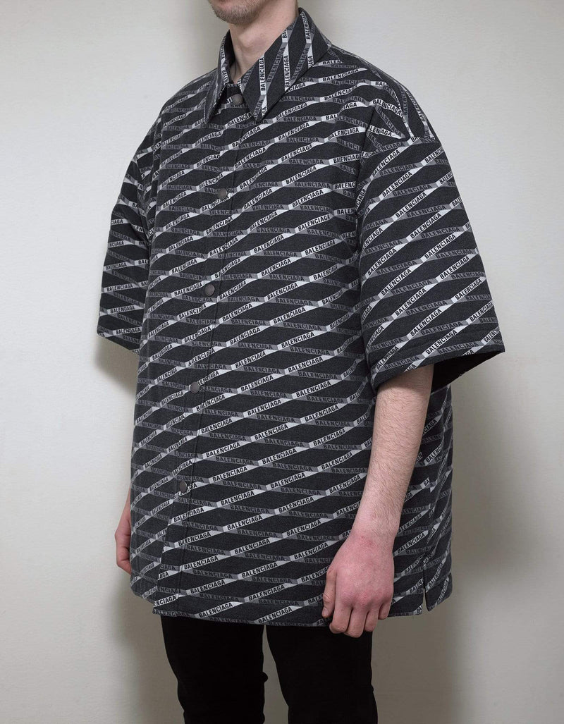Balenciaga All-Over Logo Print Padded Shirt