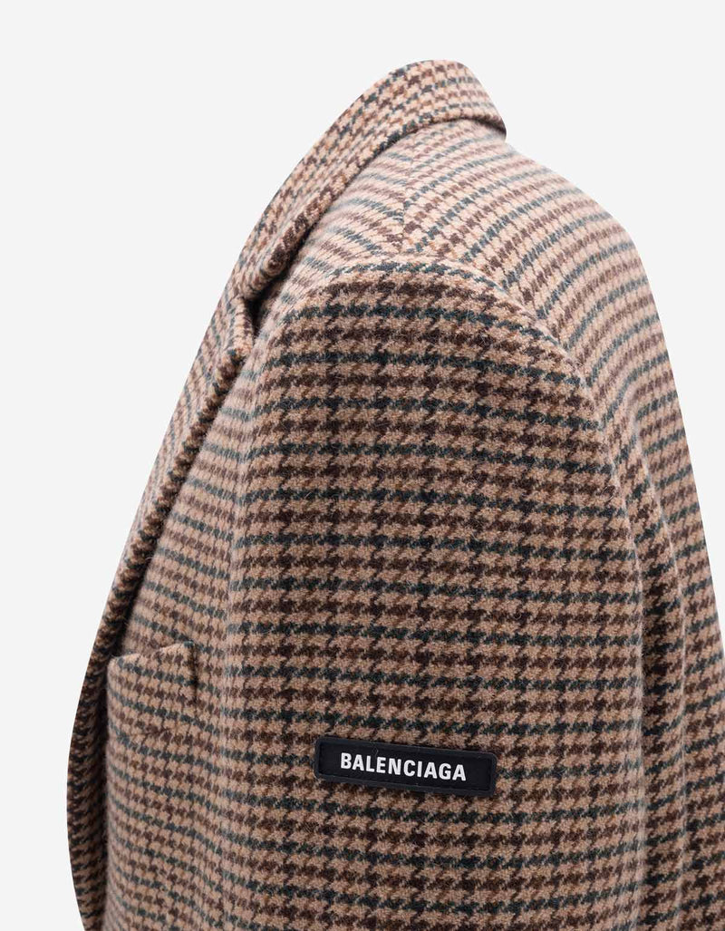 Balenciaga Balenciaga Beige Houndstooth Blazer Jacket