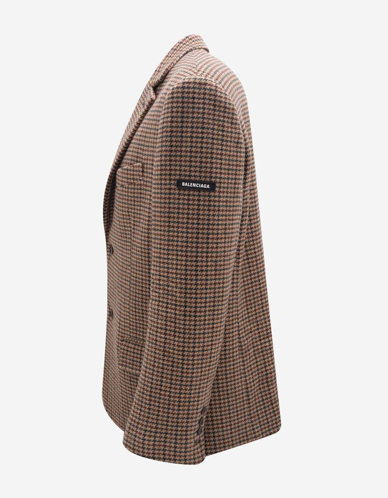 Balenciaga Balenciaga Beige Houndstooth Blazer Jacket