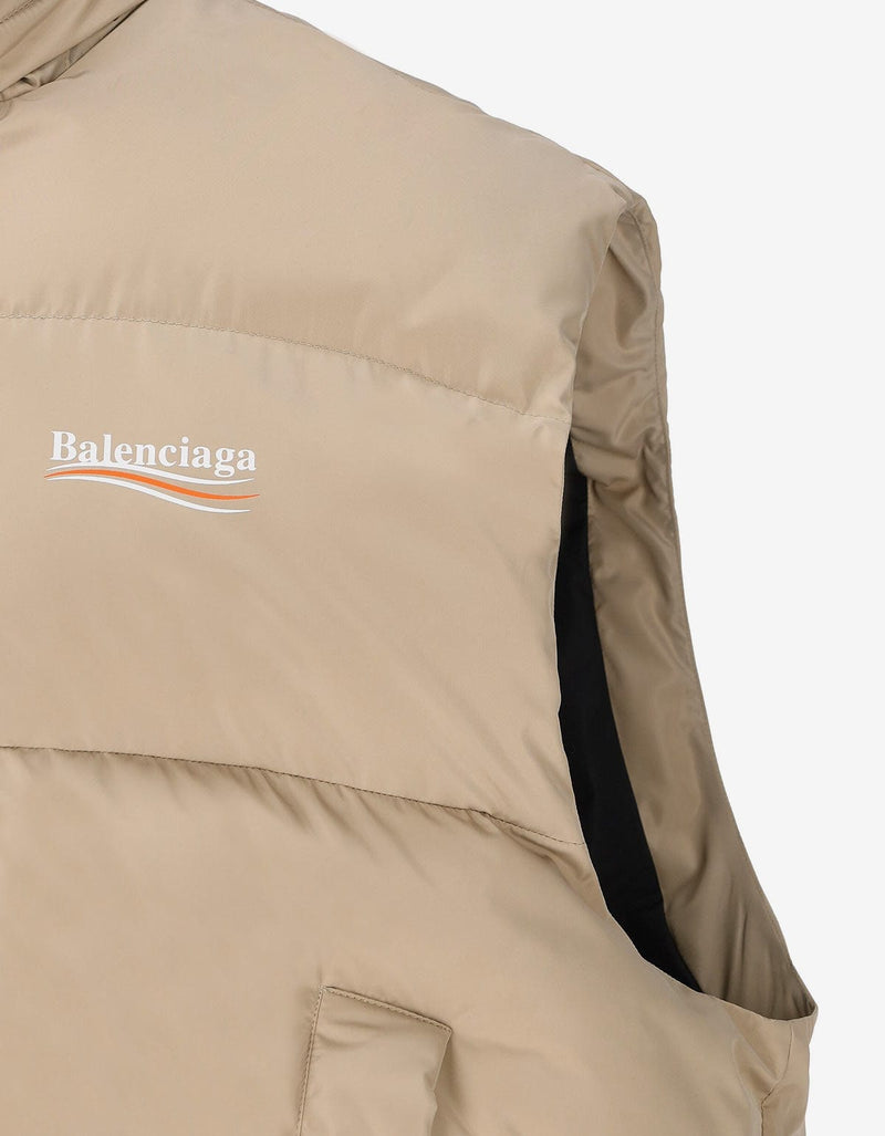 Balenciaga Balenciaga Beige Political Campaign Cocoon Puffer Gilet