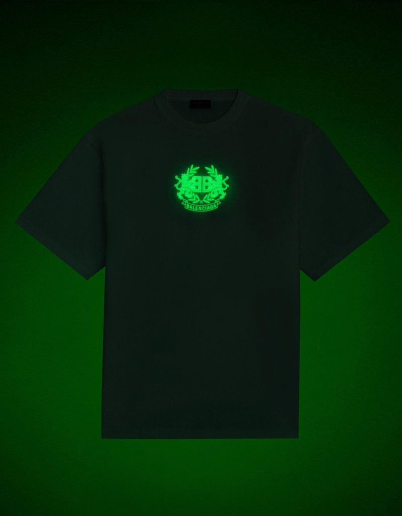 Balenciaga Balenciaga White GITD Lion's Laurel Boxy T-Shirt