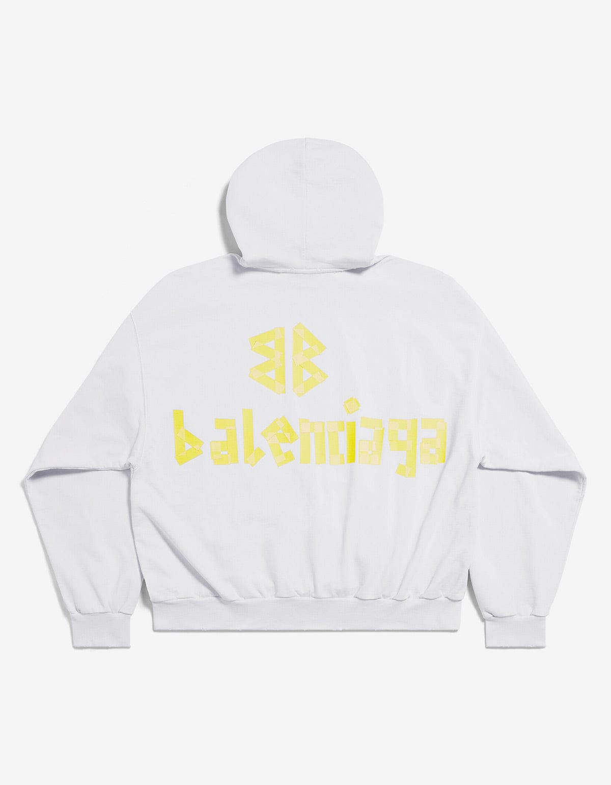 Balenciaga Balenciaga White Tape Type Ripped Pocket Large Hoodie