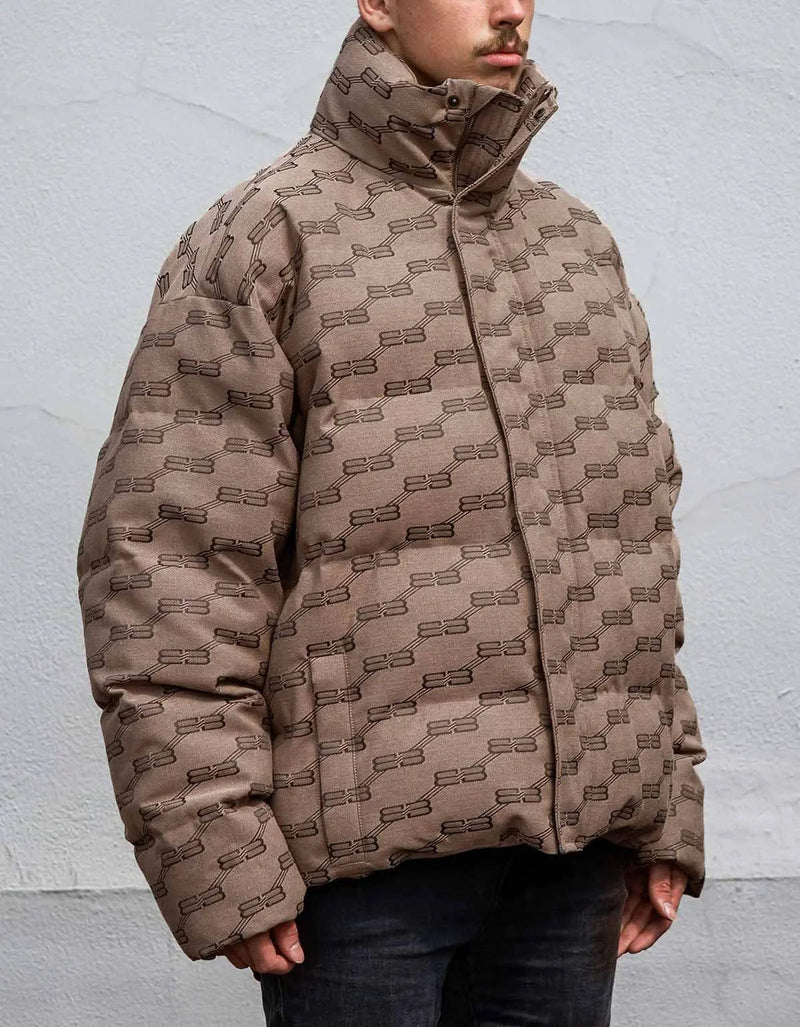 Balenciaga Beige All Over BB Monogram Puffer Jacket Zoo Fashions