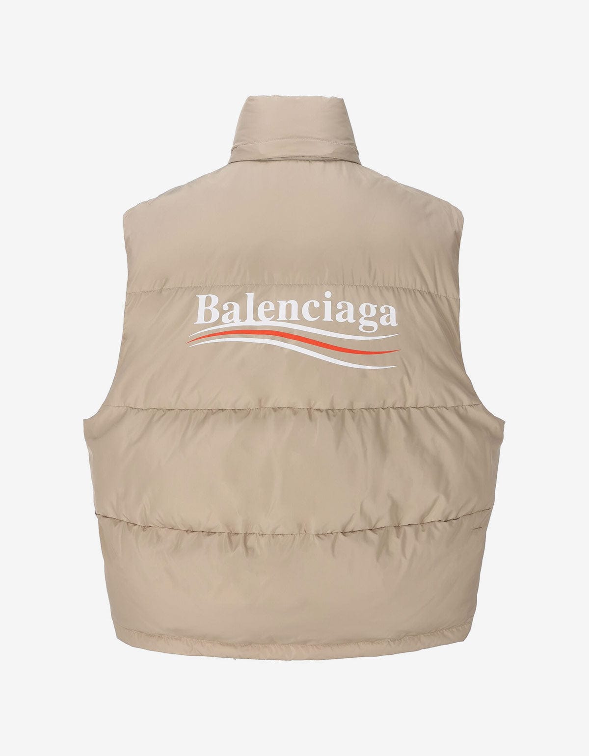 Balenciaga Beige Political Campaign Cocoon Puffer Gilet