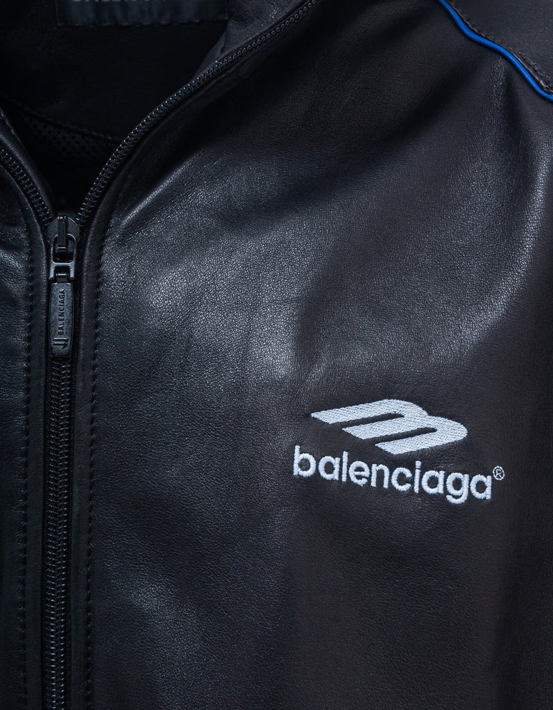 Balenciaga Black 3B Sports Icon Leather Jacket