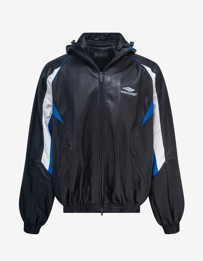 Balenciaga Black 3B Sports Icon Leather Jacket