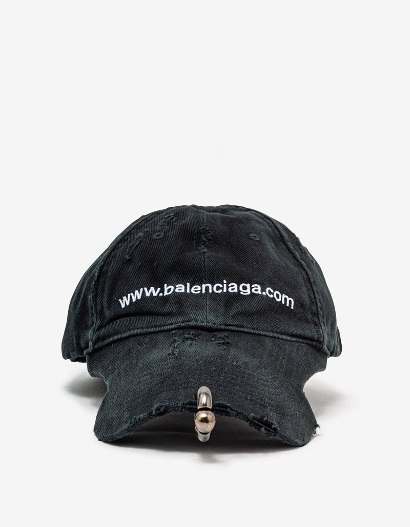 Balenciaga Black Bal.com Pierced Baseball Cap