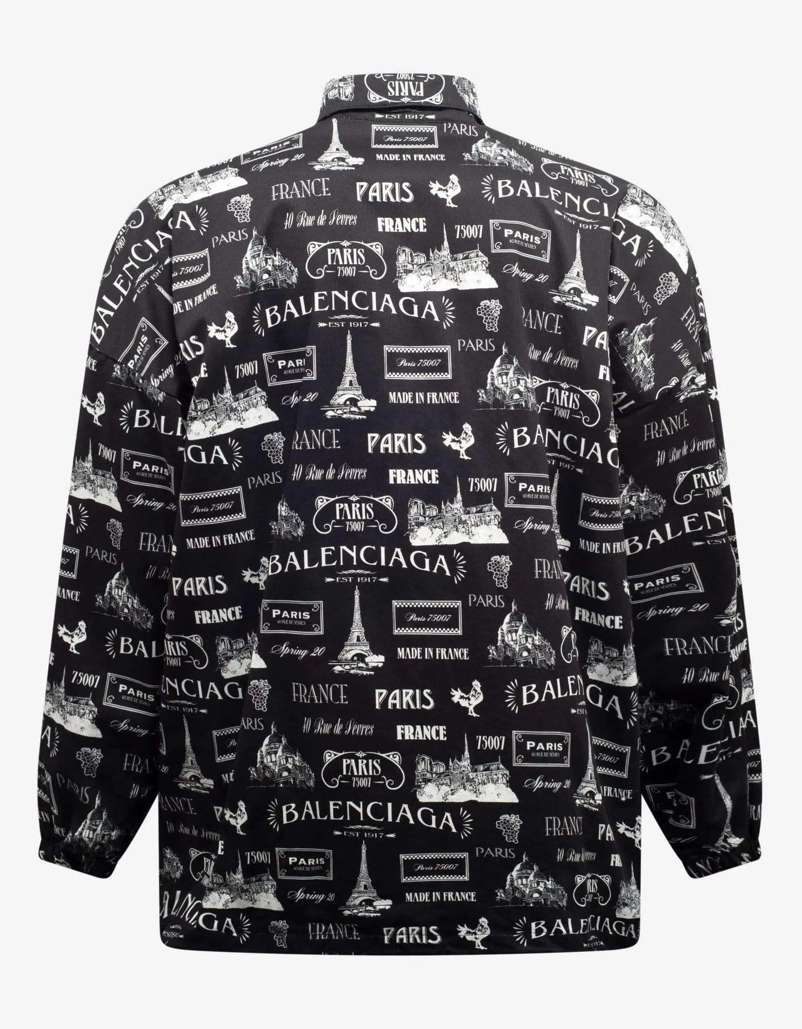 Balenciaga Black Double Sleeve Paris Resto Print Windbreaker Zoo Fashions