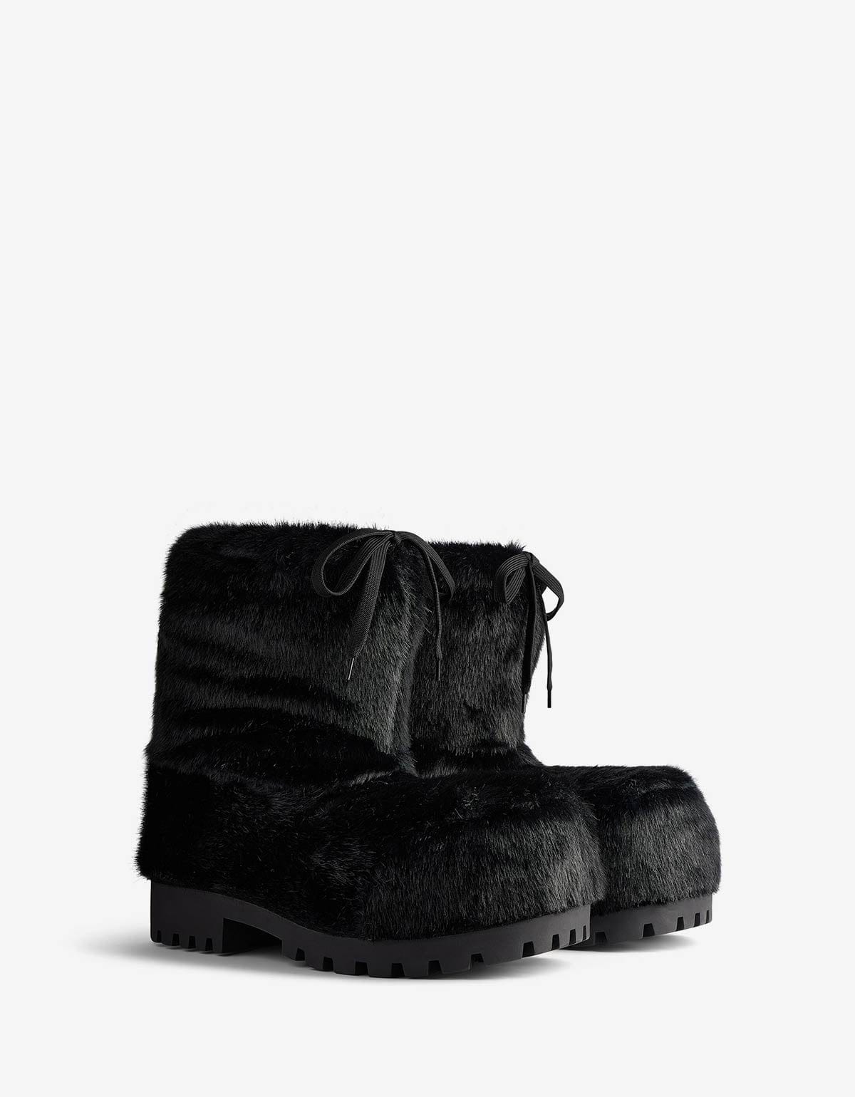 Balenciaga Black Faux Minx Alaska Low Boots