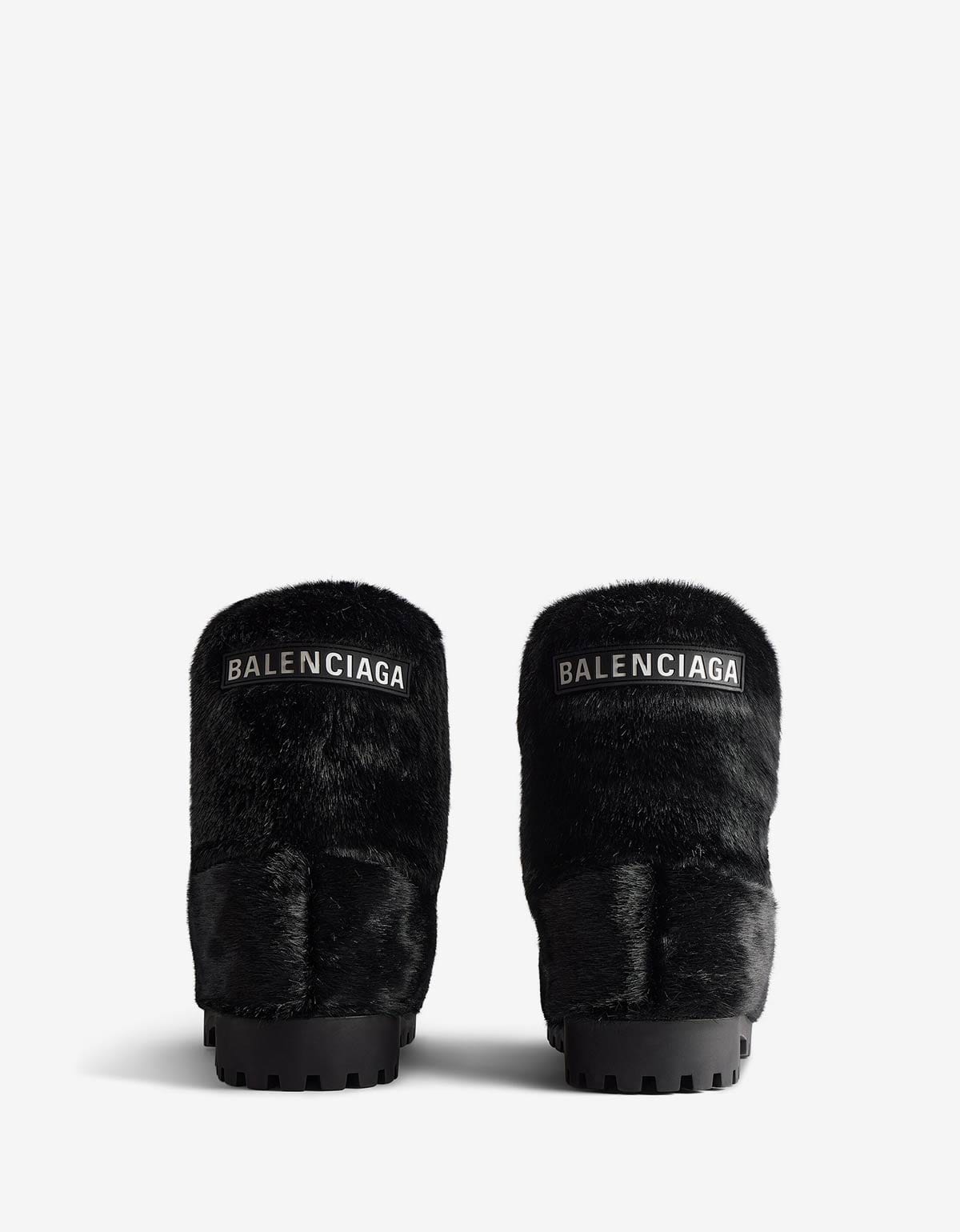 Balenciaga Black Faux Minx Alaska Low Boots