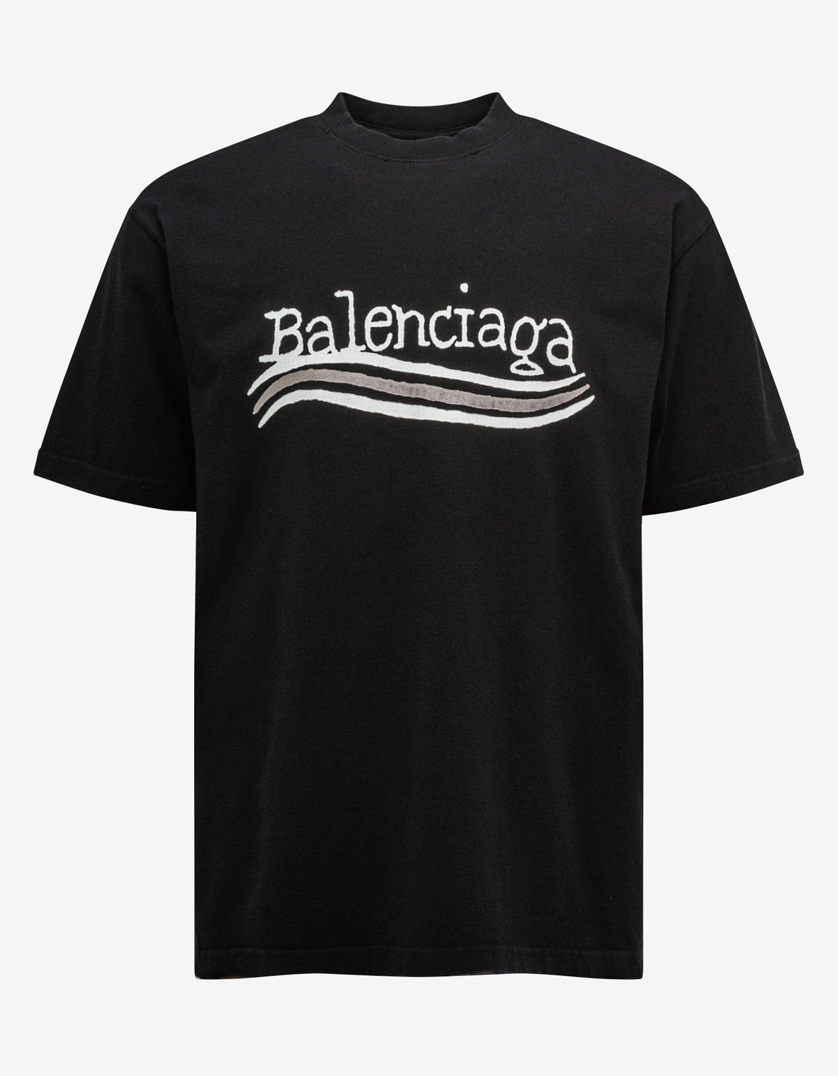 Balenciaga Black Hand Drawn Political Logo Large T-Shirt