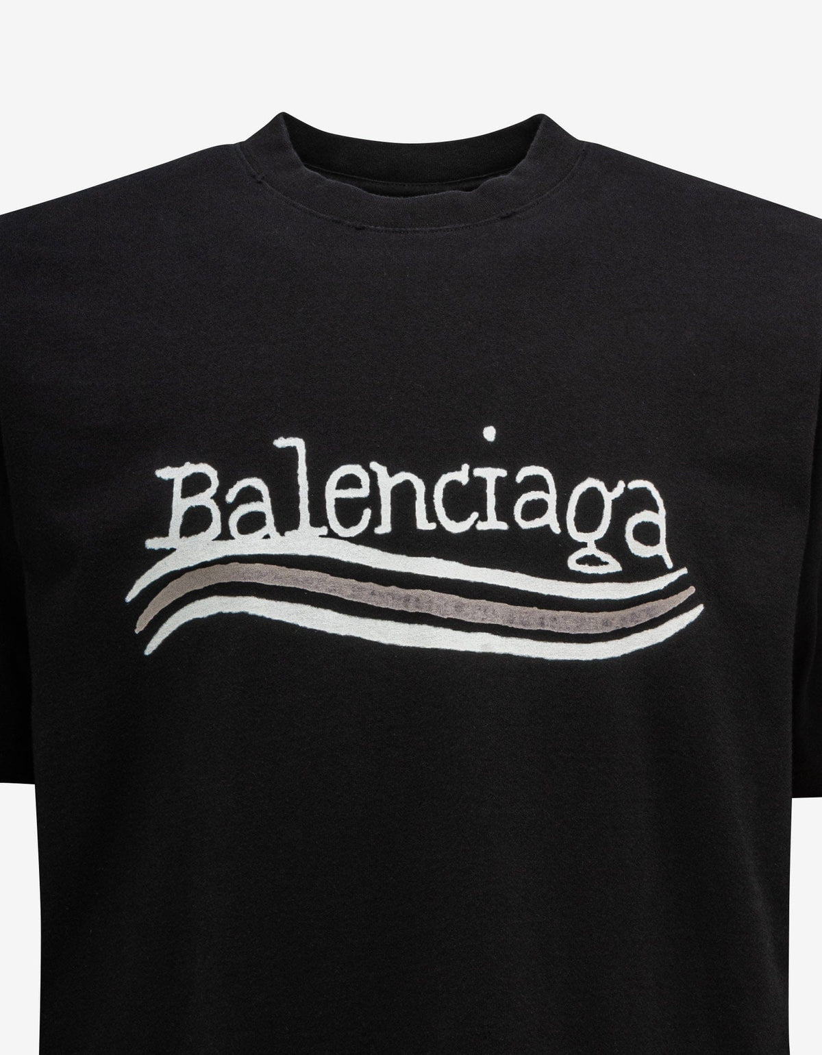 Balenciaga Black Hand Drawn Political Logo Large T-Shirt