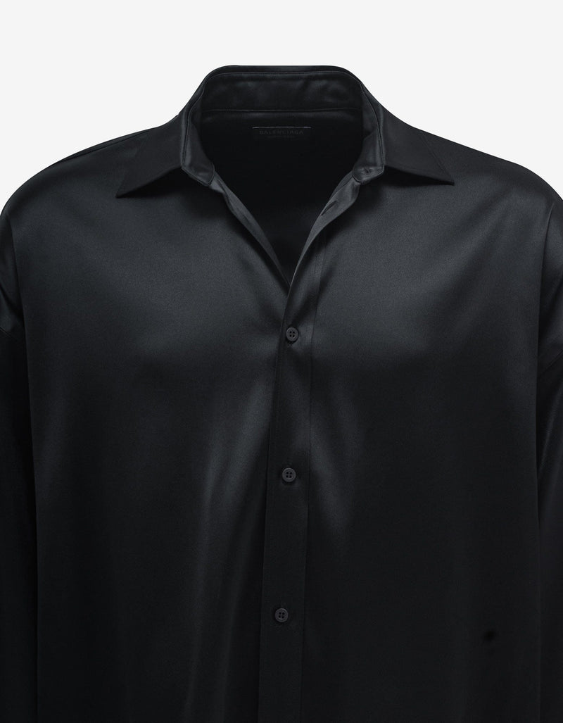 Balenciaga Black High Sheen Oversized Shirt